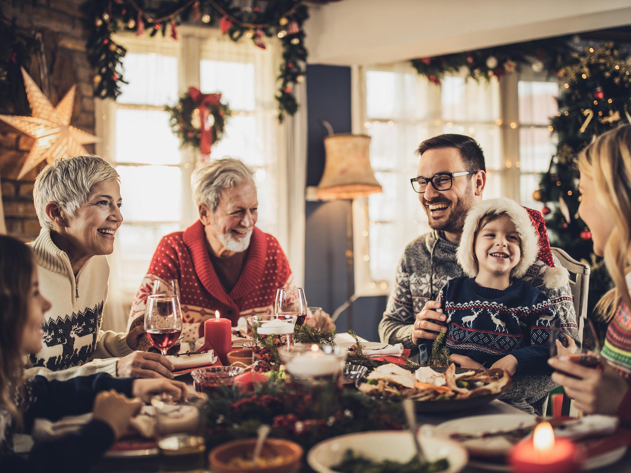 Holiday dinner party with family and friends