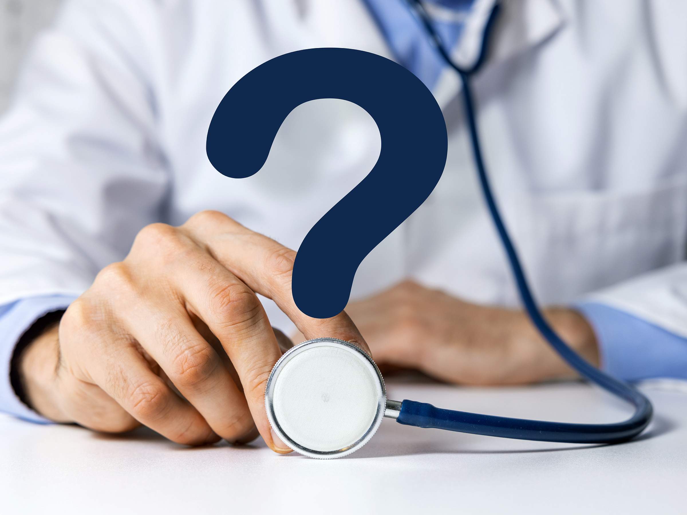 Doctor with stethoscope and question mark