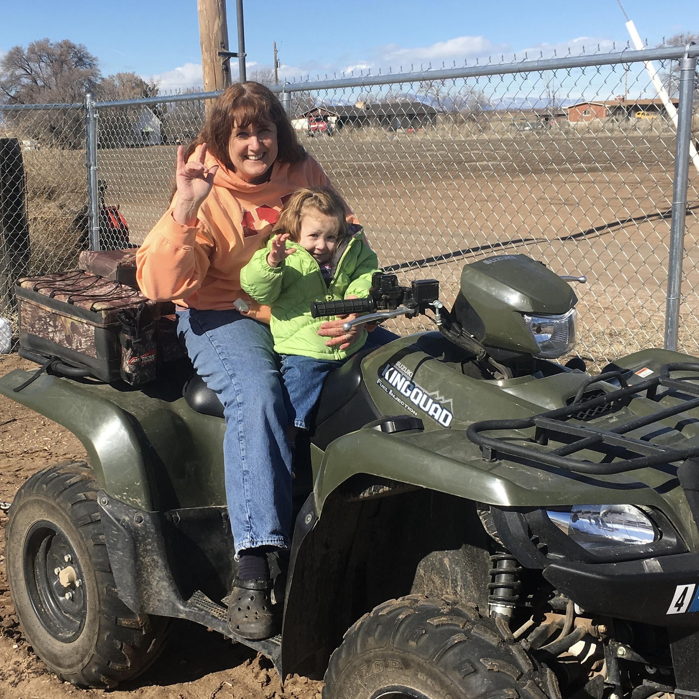 Cathie on 4 wheeler